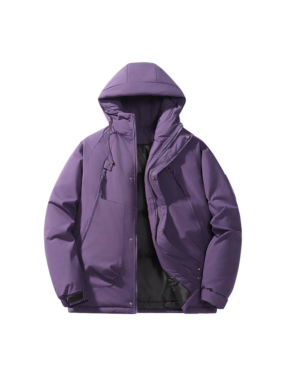 Men's Thick Waterproof Hooded Jacket Windproof Thermal Winter Coat with Breathable Lining for Outdoor Sports