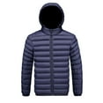 thumbnail image 1 of Donemore Men's Thickened Contrast Hooded Jacket with Zippered Pockets & Removable Hood Casual Winter Parka Coat, 1 of 3