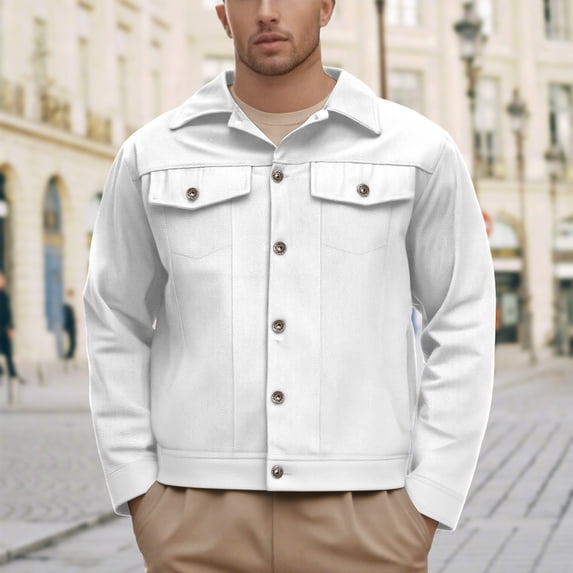 Donemore Men's Utility Work Jacket with Multi-Pocket Zipper Design Regular Fit Long Sleeve Collar Casual Outerwear