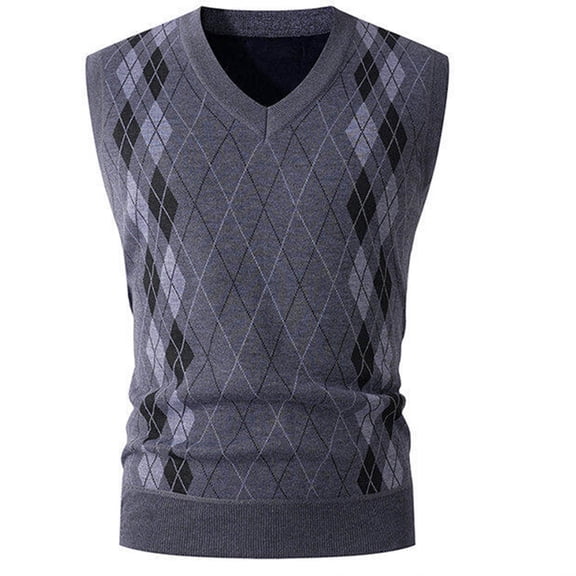 Donemore Men's V-Neck Pullover Knitted Vest Thick Warm Sleeveless Design Casual Business Casual Versatile Top