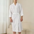 thumbnail image 1 of Donemore Men's Waffle Knit Bathrobe Loose Fit Comfortable Open Front Casual Loungewear Robe Home Spa Relaxation, 1 of 5