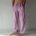 thumbnail image 1 of Donemore Men's Washed Wrinkle Elastic Waistband Sunflower Print Casual Trousers with Pockets - Comfortable and Versatile for Daily Wear, 1 of 4