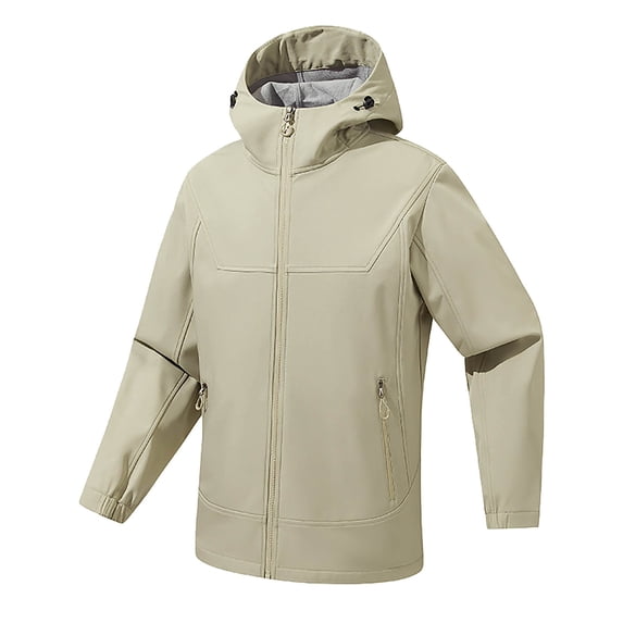 Donemore Men's Water-Resistant Windbreaker Fleece-Lined Hooded Jacket with Pockets, Windproof Loose Fit Outdoor Casual Long Sleeve Coat