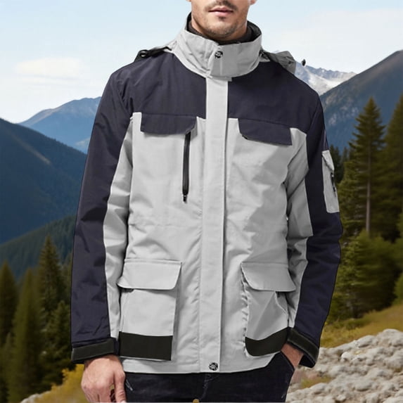 Donemore Men's Waterproof Windbreaker Loose Fit Outdoor Jacket with Removable Hood & Pockets for Summer Hiking Casual Wear