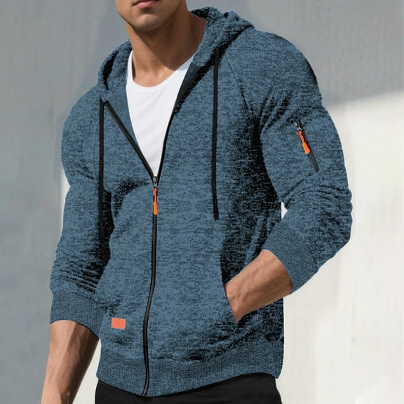 Donemore Men's Windbreaker Jacket Hooded Full-Zipper Lightweight Polyester Casual Outdoor Coat with Pockets