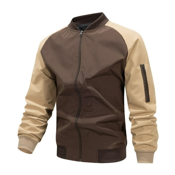 Donemore Men's Windproof Baseball Jacket With Knitted Ribbed Collar And Practical Pockets Casual Workwear Zipper Jacket