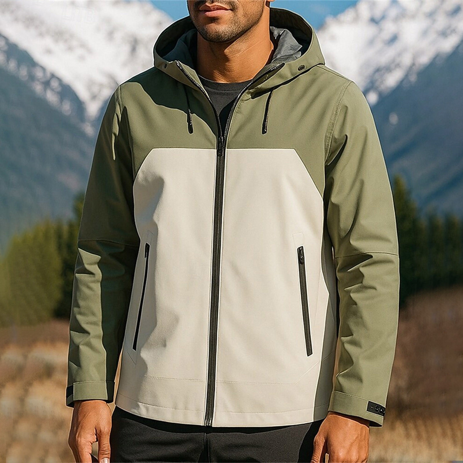 Donemore Windproof Water-Resistant Loose Fit Windbreaker with