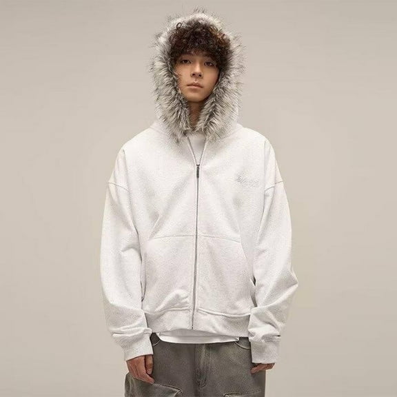 Donemore Men's Winter Jacket with Faux Fur Hood, Multiple Zipper Pockets, Long Sleeve Casual Outdoor Coat Windbreaker