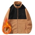 thumbnail image 1 of Donemore Men's Winter Personalized Stand Up Collar Fleece Hoodie For Warmth Loose Color Blocked And Fleece Men's Long Sleeved Top, 1 of 9