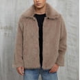 thumbnail image 1 of Donemore Men's Winter Stand Collar Jacket Long Sleeve Solid Color Faux Fur Lined Coat Casual Business Style Warm Outerwear, 1 of 9