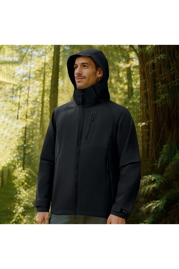 Men's Women's Solid Windproof Water-Resistant Hooded Jacket with Zipper Pockets Drawstring Design Outdoor Sports Casual Coat