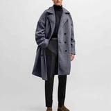Donemore Men's Wool Blend Mid-Length Overcoat with Notched Lapel ...