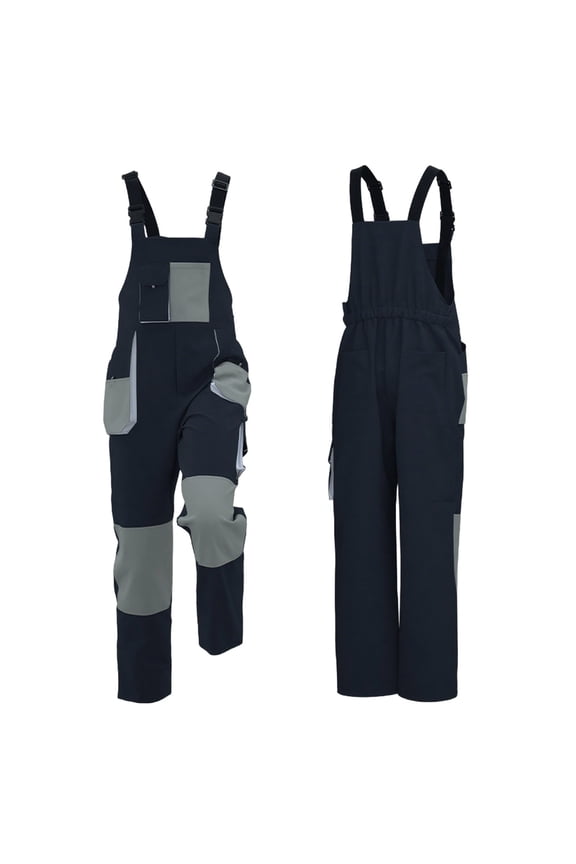 Men's Workwear Contrast Color Overalls Durable Multiple Pockets Long Pants Fashionable Industrial Work Style Design