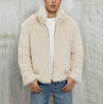 thumbnail image 1 of Donemore Mens Winter Faux Fur Coat Jacket Warm Turn Down Collar Long Sleeve Solid Color Fashion Outerwear, 1 of 9