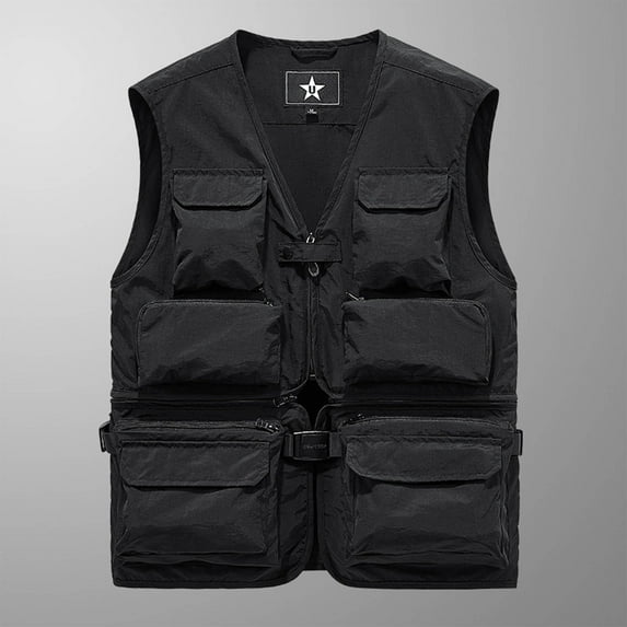 Donemore Multi-Pocket Men's V-Neck Utility Vest Lightweight Breathable Outdoor Casual Mountaineering Fishing Photography Multi-Functional Top Trendy Practical Design