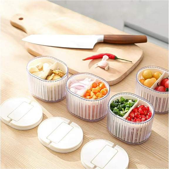 Donemore New Vegetable Storage Box, Refrigerator Food Fresh Box, Portable Vegetables Sealed Keeper for Chopped Green Onion, Ginger, Garlic, Vegetables and Fruits