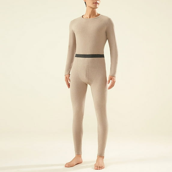 Donemore Thermal Fleece Men's Pajama Set Plush Loungewear Round Neck Pullover & Pants with Matte Finish, 400g Weight