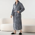 thumbnail image 1 of Donemore Unisex Fleece-Lined Hooded Bathrobe Belted Oversized Long Sleeve Lounge Robe for Home, Solid Color Polyester Pajamas, 1 of 7
