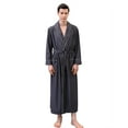 thumbnail image 1 of Donemore Unisex Fleece-Lined Hooded Bathrobe Belted Oversized Long Sleeve Lounge Robe for Home, Solid Color Polyester Pajamas, 1 of 4