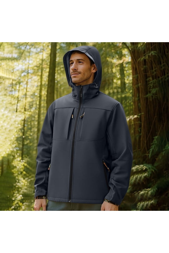 Unisex Hooded Windproof Water-Resistant Jacket with Full-Zip Front, Multiple Pockets and Drawstring Adjustment for Outdoor Running Fishing Sportswear