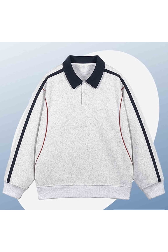 Unisex Sporty Loose Fit Button-Up Collar Long Sleeve Fake Two-Piece Jacket Solid Color Lightweight Stretchy Polyester Spandex Blend