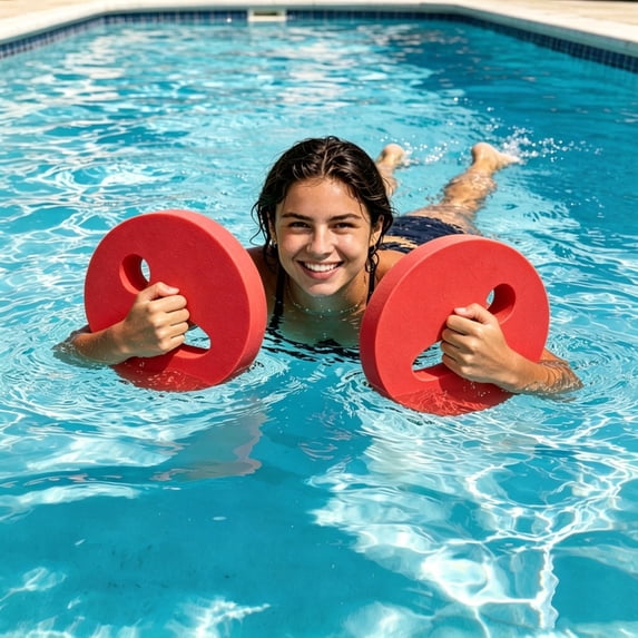 Donemore Water Exercise Float Board 2 Pcs Foam Resistance Ring for Adult Swimming Pool Aerobics Fitness Training Aquatic Workout Equipment Gear Accessory