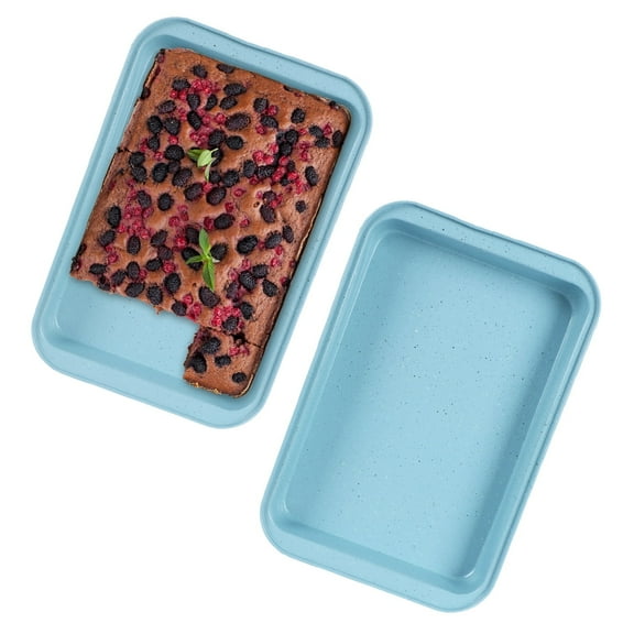 Donepart 13x9 Nonstick Baking Pan Set, 2-Pack Light Blue Speckled Carbon Steel Bakeware for Brownies, Cakes, Roasting