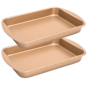 Donepart 9x15 Inch Cake Pan, Heavy Duty Steel Deep Baking Pan, Nonstick Rectangular Sheet Cake Pan Perfect for Baking Cakes, Brownies, Lasagna ,Golden