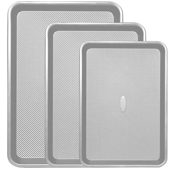 Donepart Baking Sheet Pan Set of 3, Commercial Cookie Sheets for Baking, Nonstick Half/Quarter/Jelly Roll Pans Replacement Toaster Oven Tray, Heavy Duty & Easy Clean