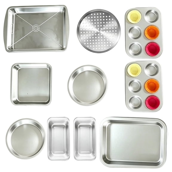 Donepart Nonstick Carbon Steel Bakeware Set, Professional Kitchen Baking Pans with Silicone Liners, 10-Piece Kit