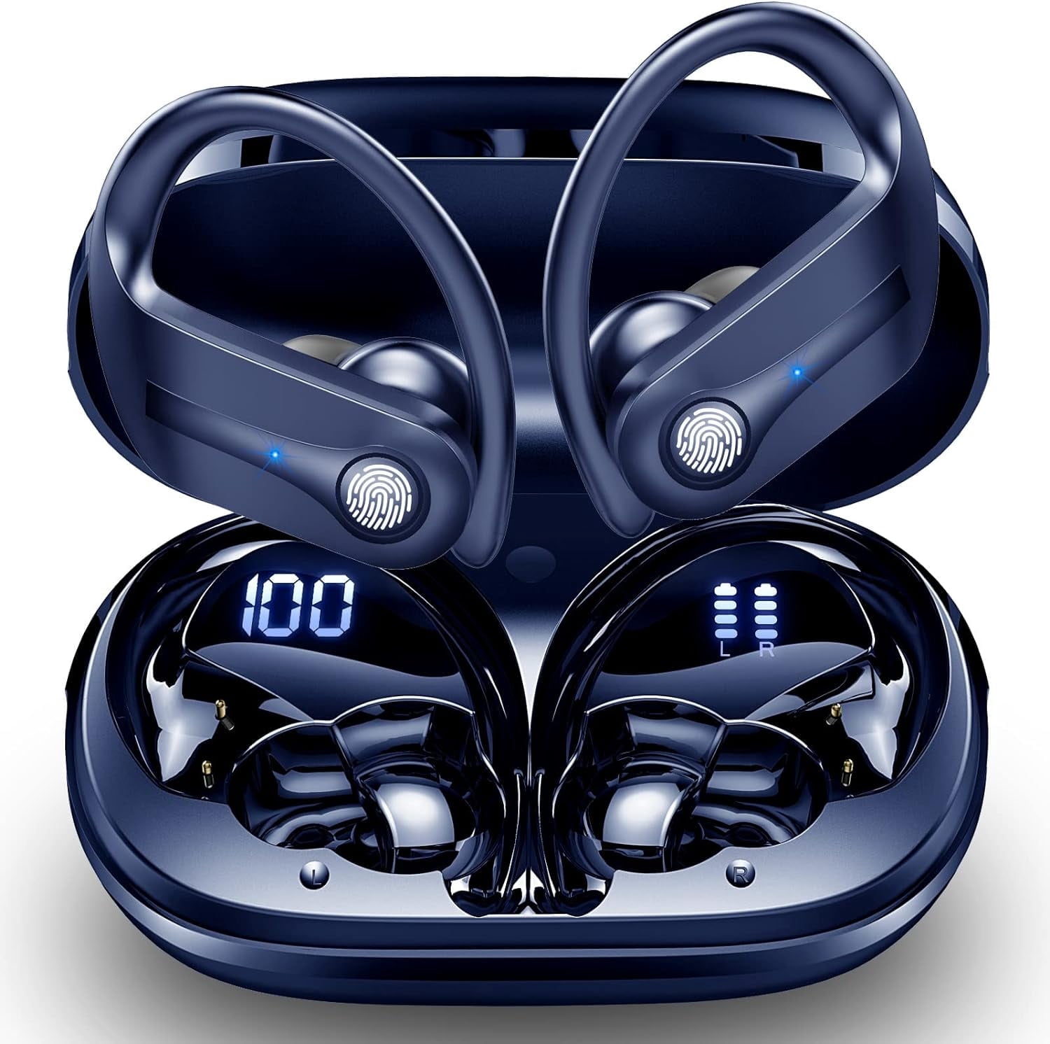 Donerton Wireless Earbuds, Bluetooth 5.3 Headphones Sport Wireless Earphones in Ear Noise Cancelling Earbuds with Mic Deep Bass Sports Earhooks IP7 Waterproof Headset