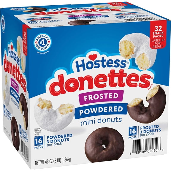 Donettes Variety Pack Donuts, Snack Size, 1.5 oz., 32 pk
