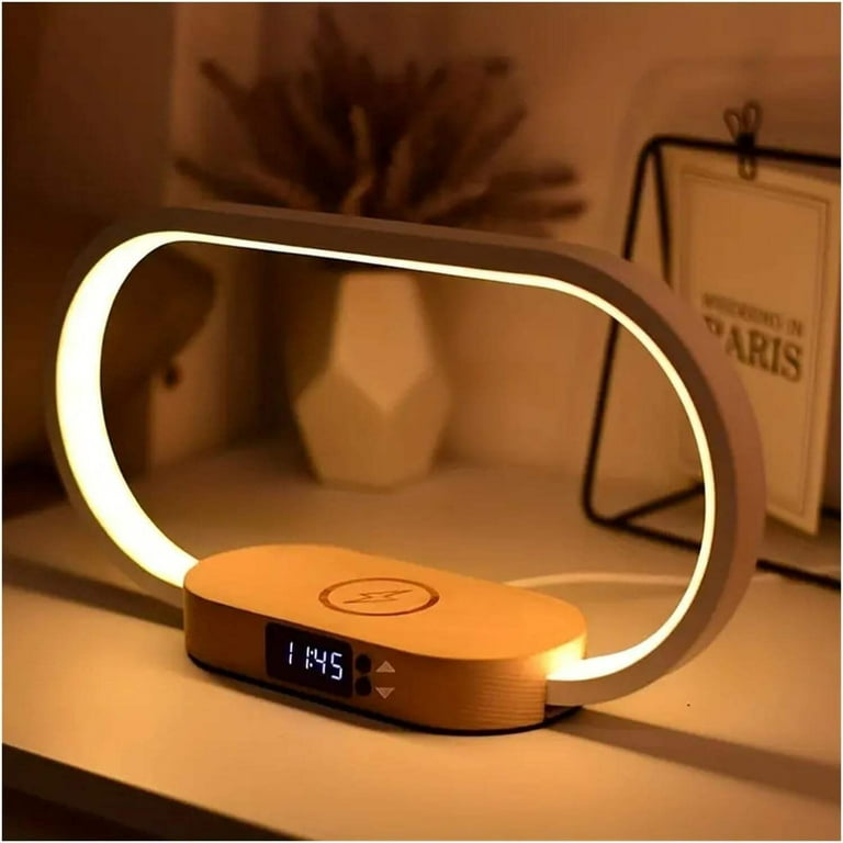 Bedside touch lamp with clock 2025