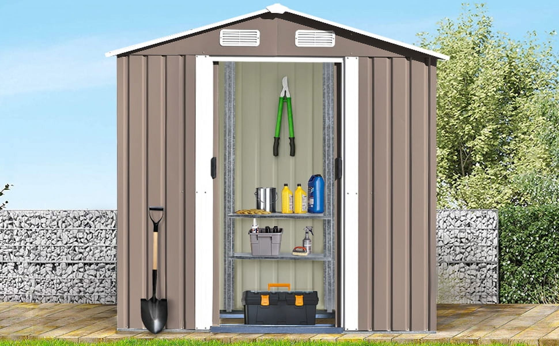 Donext 6FT x4FT Bike Shed Garden Shed, Metal Storage Shed with ...