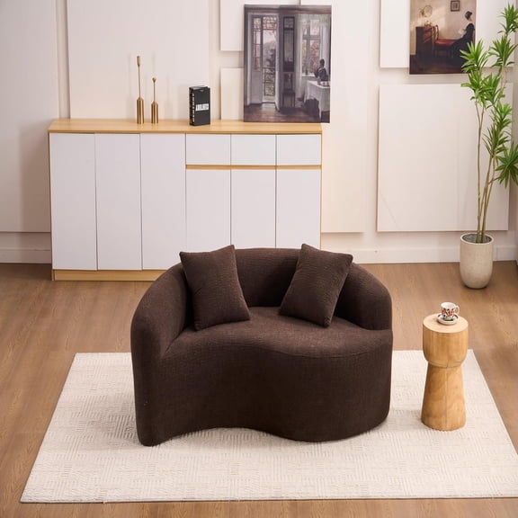 Donext Inspired Chenille Sofa with Dual Seat Depth, 400lbs Capacity No-Assembly Loveseat,Meditation Sofa for Small Spaces,Living Room(Orange)