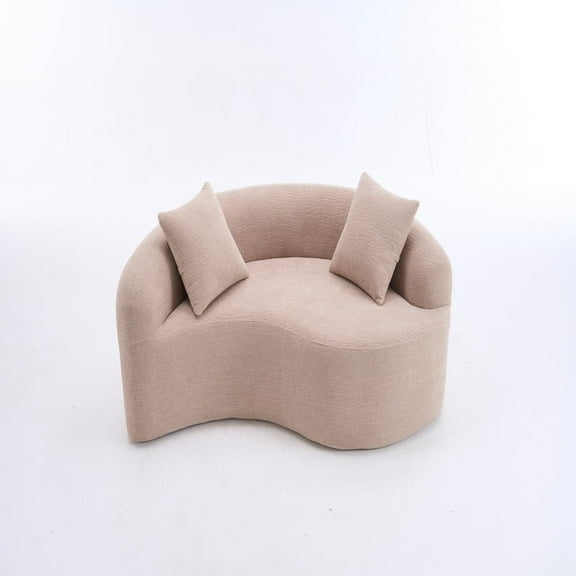 LUCKHAO Donext Inspired Chenille Sofa with Dual Seat Depth, 400lbs Capacity No-Assembly Loveseat,Meditation Sofa for Small Spaces,Living Room(Orange)