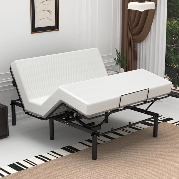 Donext Queen Size Zero-Clearance Adjustable Bed Base Frame Head & Foot Incline Quiet Motor Zero Gravity, Dual USB A+C Ports