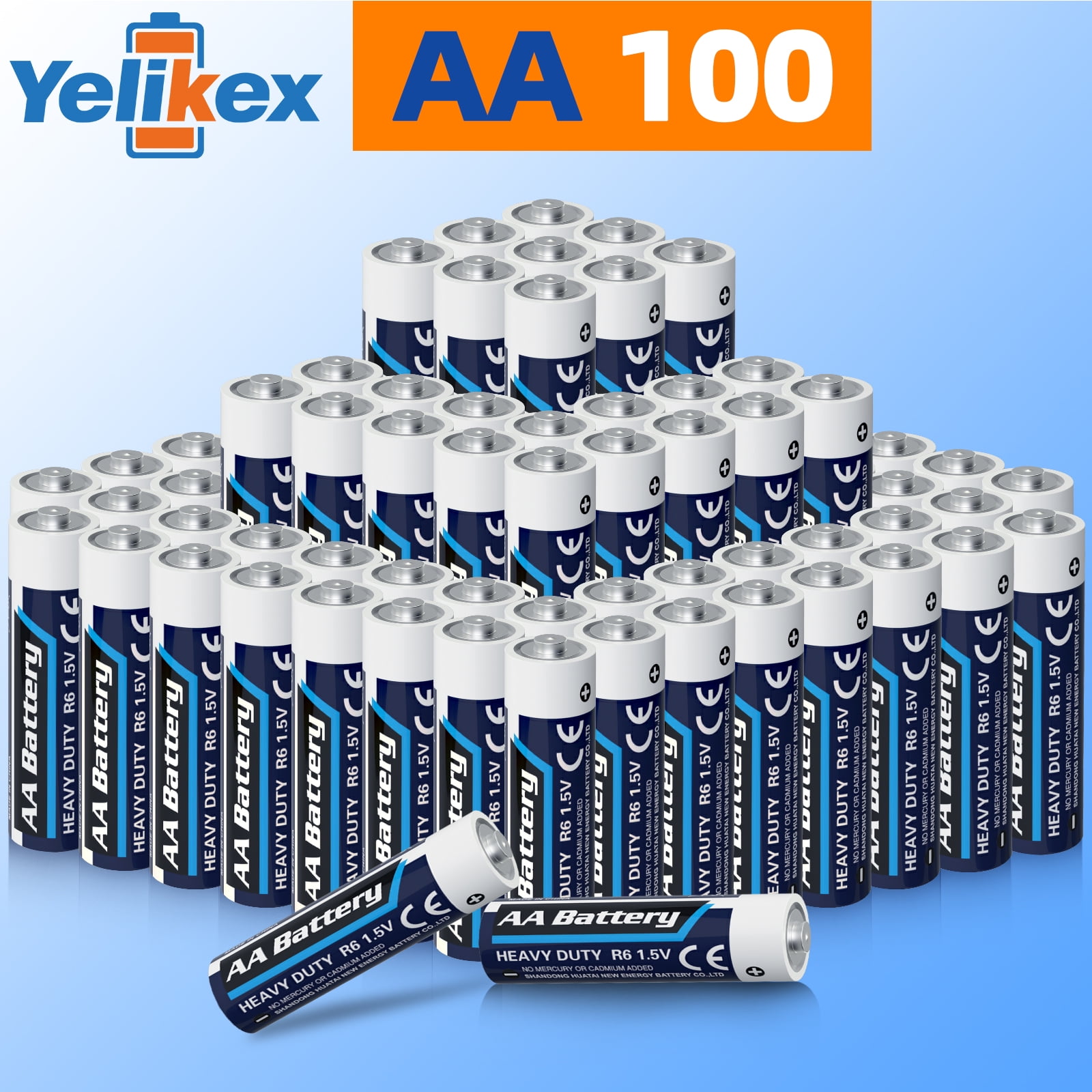 Yelikex AA Battery 100 Pack, Dual A Battery 1.5V R6P, Suitable for Home and Electronic Devices, 10-year Shelf Life