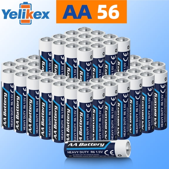 Yelikex AA Battery 56 Pack, Dual A Battery 1.5V R6P, Suitable for Home and Electronic Devices, 10-year Shelf Life