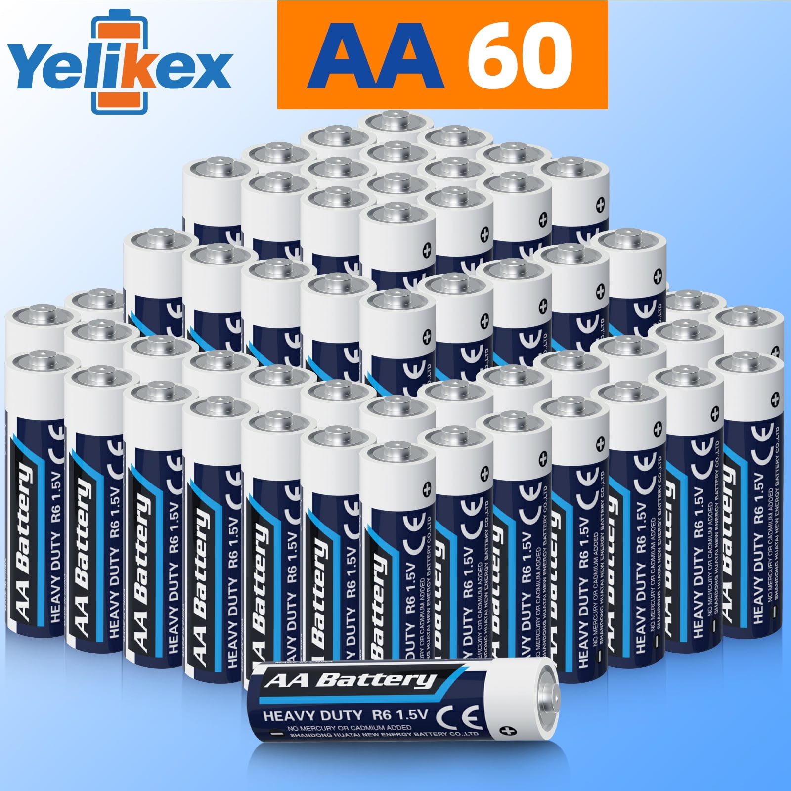 Yelikex AA Battery 60 Pack, Dual A Battery 1.5V R6P, Suitable for Home and Electronic Devices, 10-year Shelf Life
