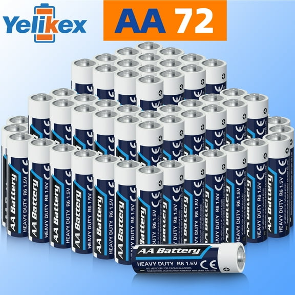 Yelikex AA Battery 72 Pack, Dual A Battery 1.5V R6P, Suitable for Home and Electronic Devices, 10-year Shelf Life