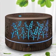 Elcxsla Diffusers for Essential Oils Large Room 600ml 7 Colors Changed 3 Mist Modes Dark Brown