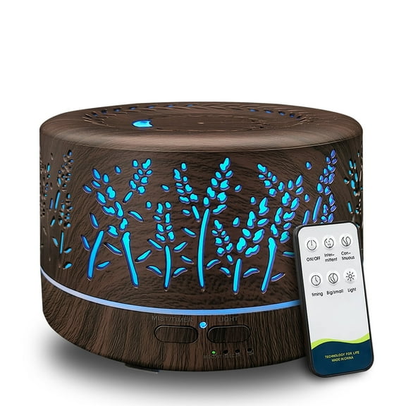 DongZhen Diffusers for Essential Oils Large Room 600ml,Essential Oil Diffusers for Home with R/C Dark Brown