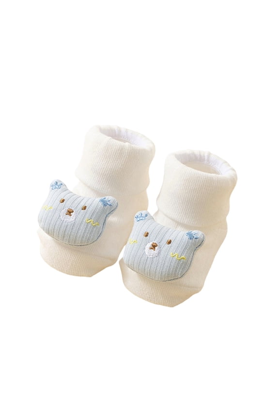 Toddler Socks Kids Boys Girls Cute 3D Penguin Cartoon Ribbed Fold-Over Ankle Socks Daily Home Play Soft Socks