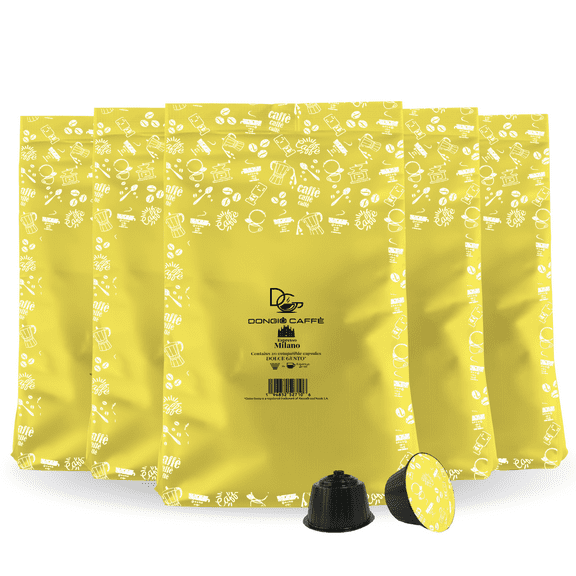 Dongi Caff Espresso Milano Compatible Nescafe Dolce Gusto Capsules Italian Med-Light Roast Coffee Pods, 100 Ct