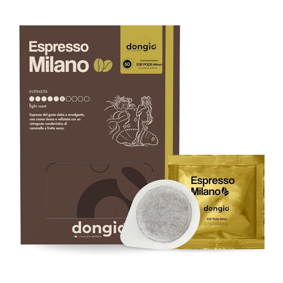 Dongio Caffe Espresso Milano  ESE 44mm Espresso Pods, Medium-Light Roast, 50 Count