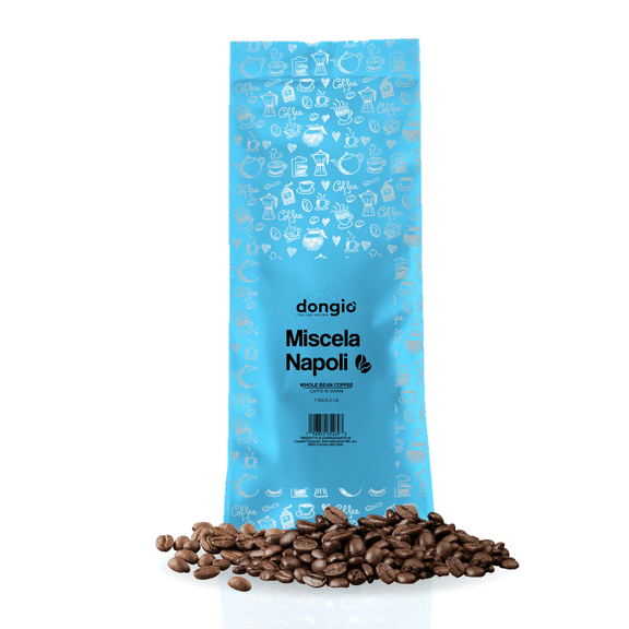 Dongiò Caffè Miscela Napoli – Italian Whole Coffee Beans, Dark Roast, 2.2 lb (1 kg)