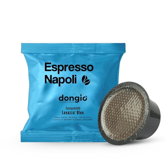 Dongio Caffe Napoli Espresso Capsules, 80 Count, for Blue and Black Compatible Coffee Machines, Dark Roast