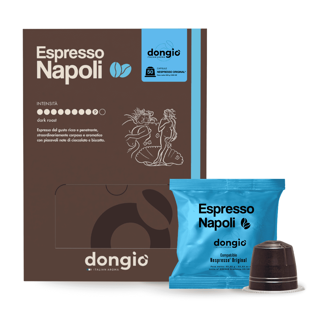 Dongio Caffe Espresso Napoli – Nespresso Original Compatible Capsules, Italian Dark Roast, 50 Count
