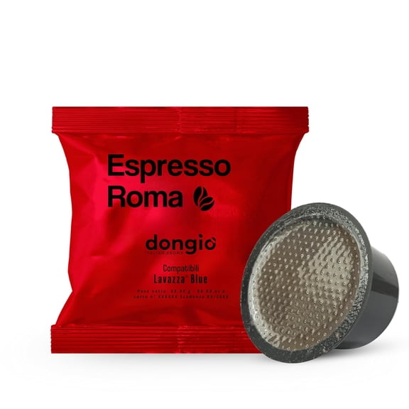 Dongio Caffe Espresso Roma Compatible with Lavazza Blue, Medium-Dark Roast Espresso Capsules, 80 Count